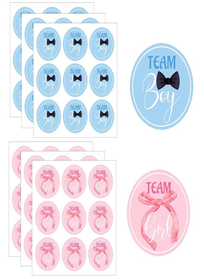 XIHIRCD 54 قطعة من ملصقات الكشف عن جنس المولود، ملصقات صغيرة زرقاء وردية لفريق الأولاد والبنات، ملصقات ذاتية اللصق للكشف عن جنس المولود لألعاب سجل القصاصات وهدايا حفلات استقبال المولود وتزيينها (نمط دائري) - Image 1